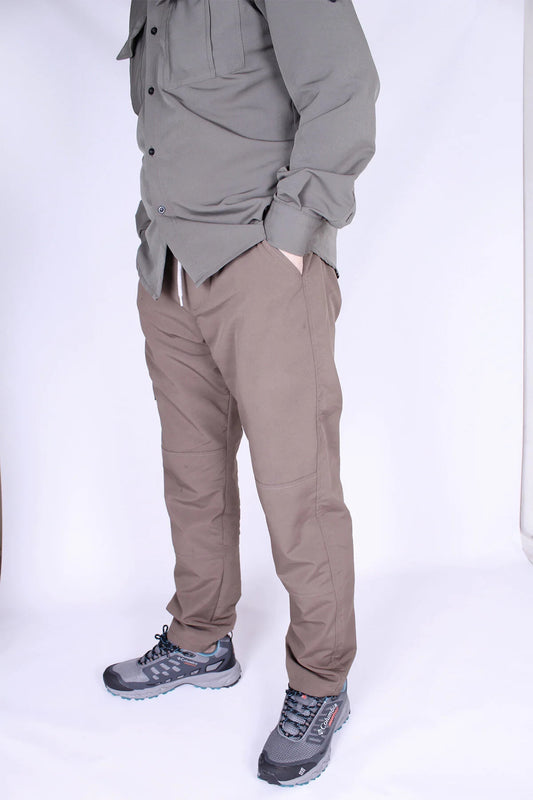 Jogger Pantolon Likralı Rahat Kalıp Kordunlu E-lastik Bel -kahverengi