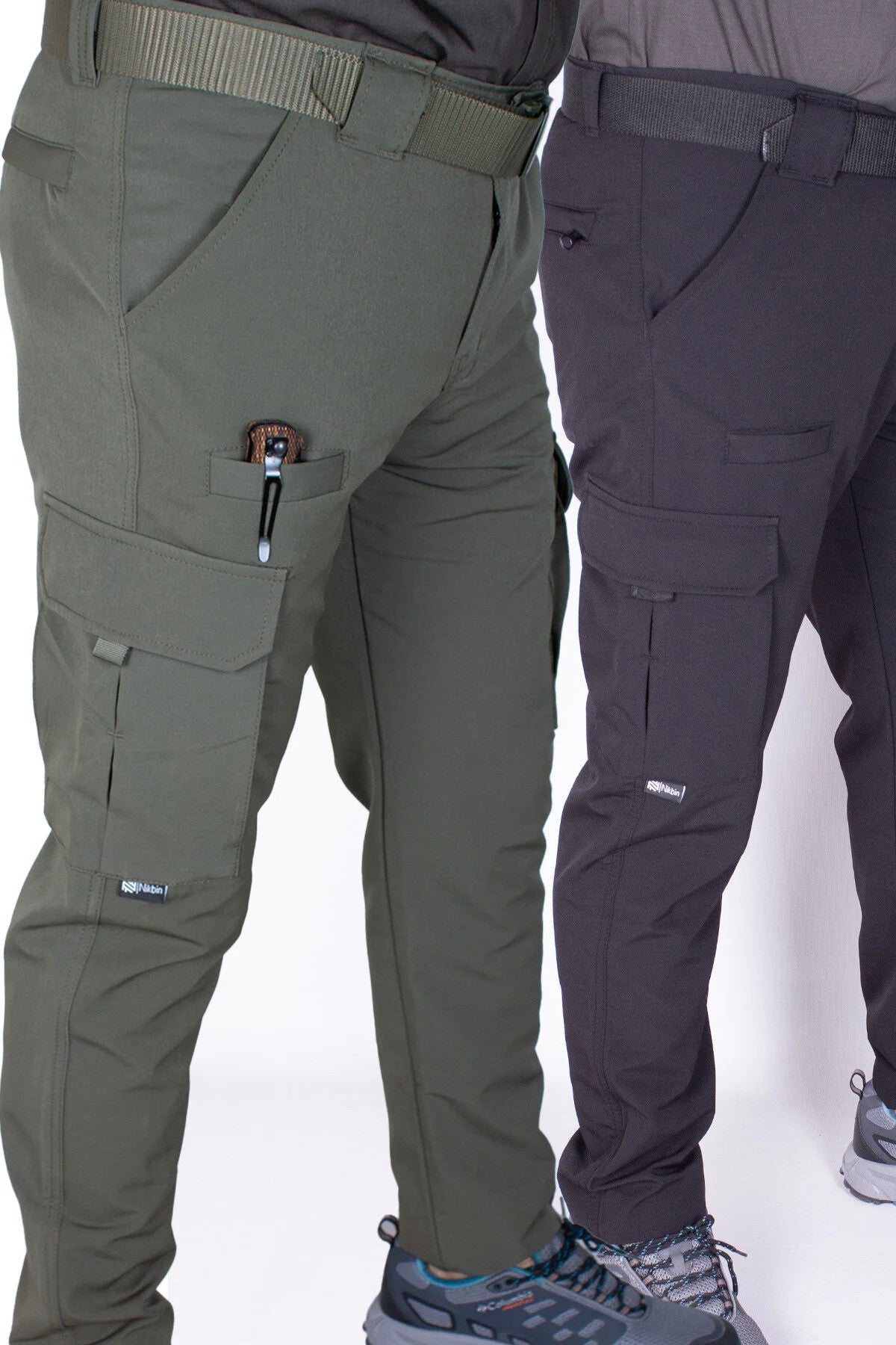 2 ADET TAKTİK OUTDOOR PANTOLON LİKRALI (YAZLIK) siyah-hakiyeşil