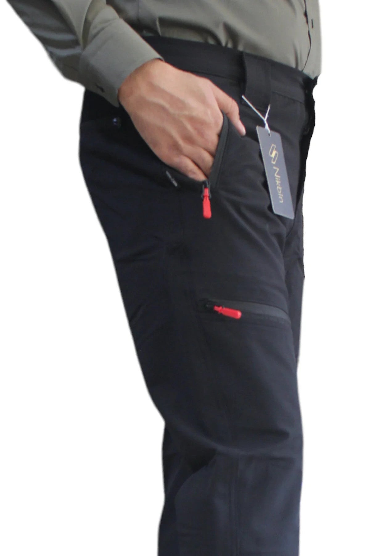 Outdoor Pantolon Fermuarlı Cep Lycra Elastan Yazlık -siyah