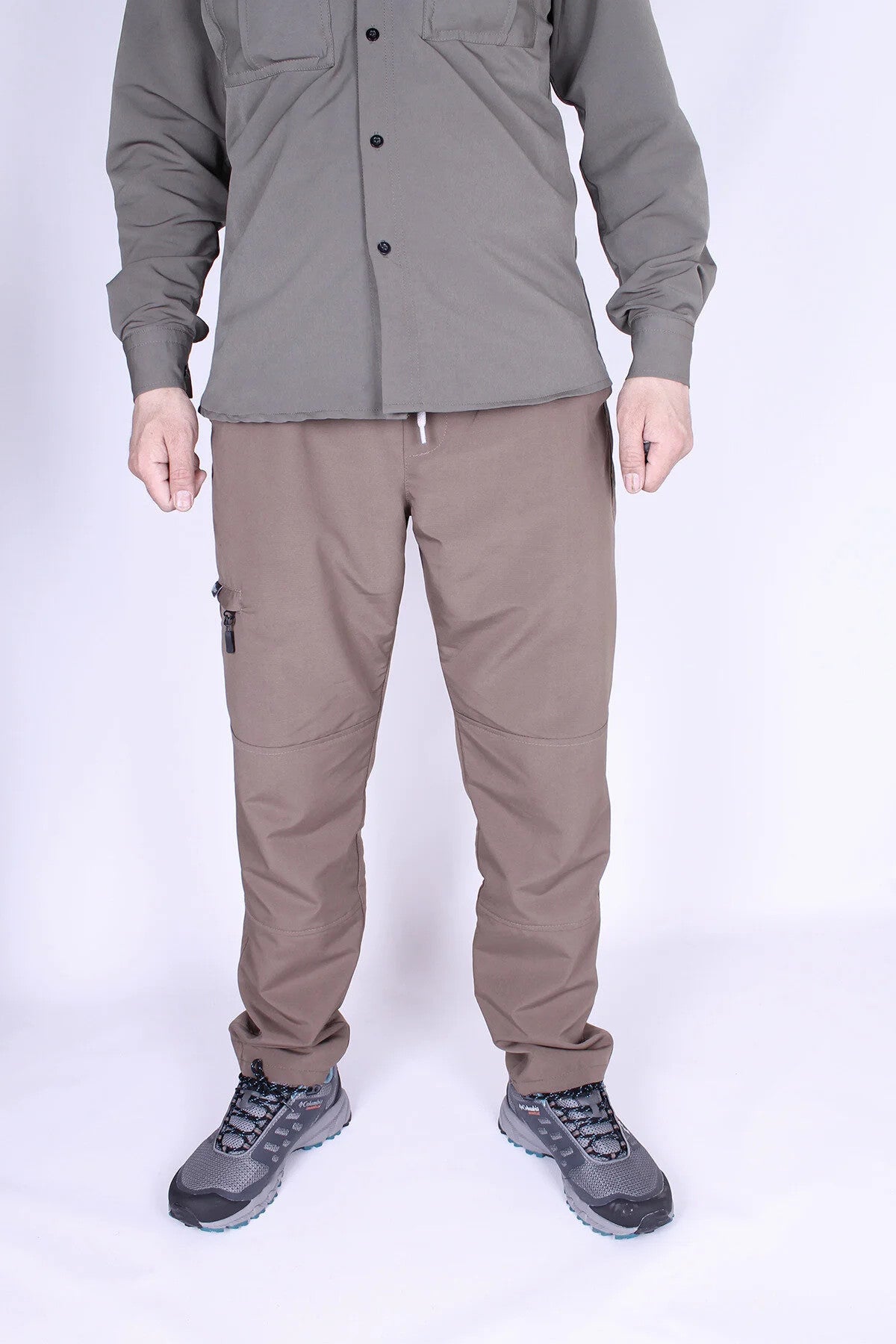 Jogger Pantolon Likralı Rahat Kalıp Kordunlu E-lastik Bel -kahverengi