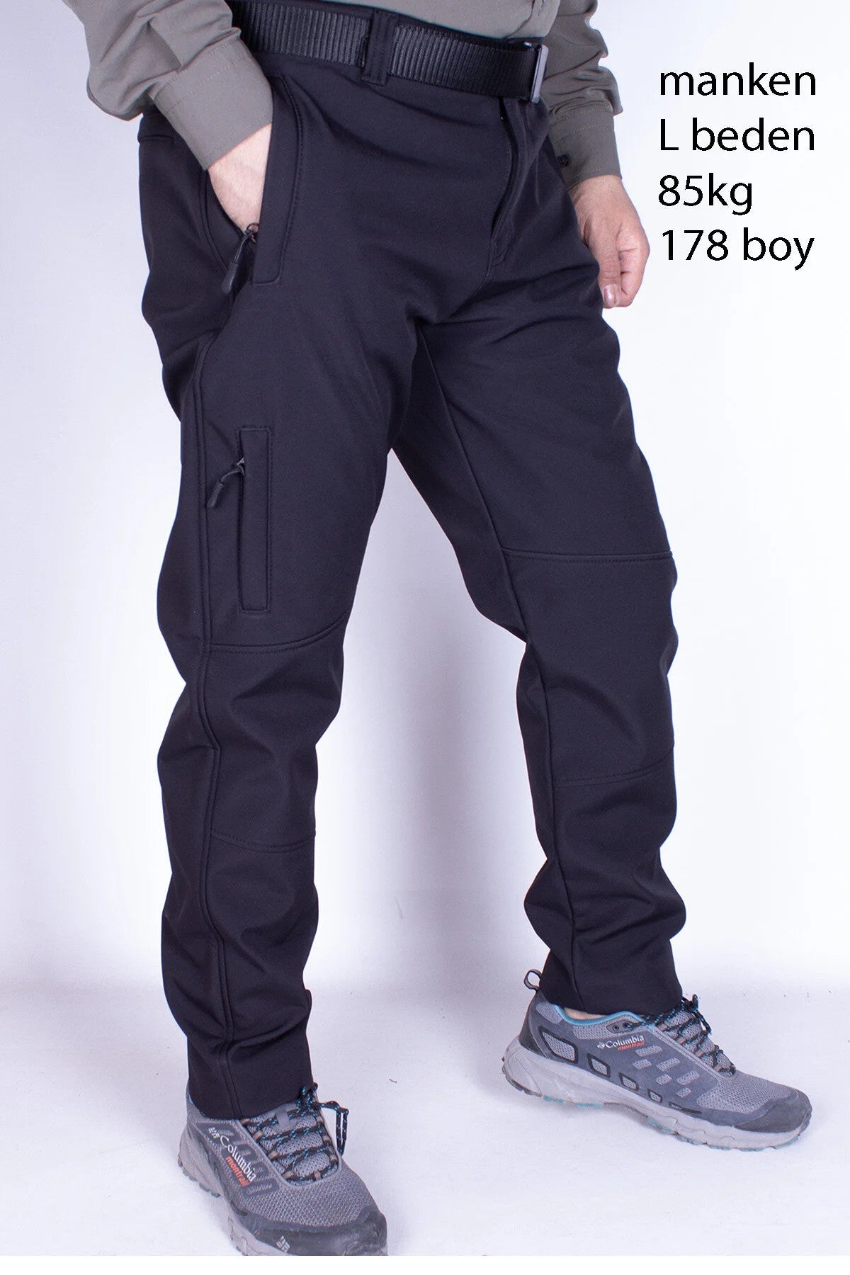 Outdoor Pantolon Softshell Polarlı Su Rüzgar Geçirmez (Kışlık) -siyah